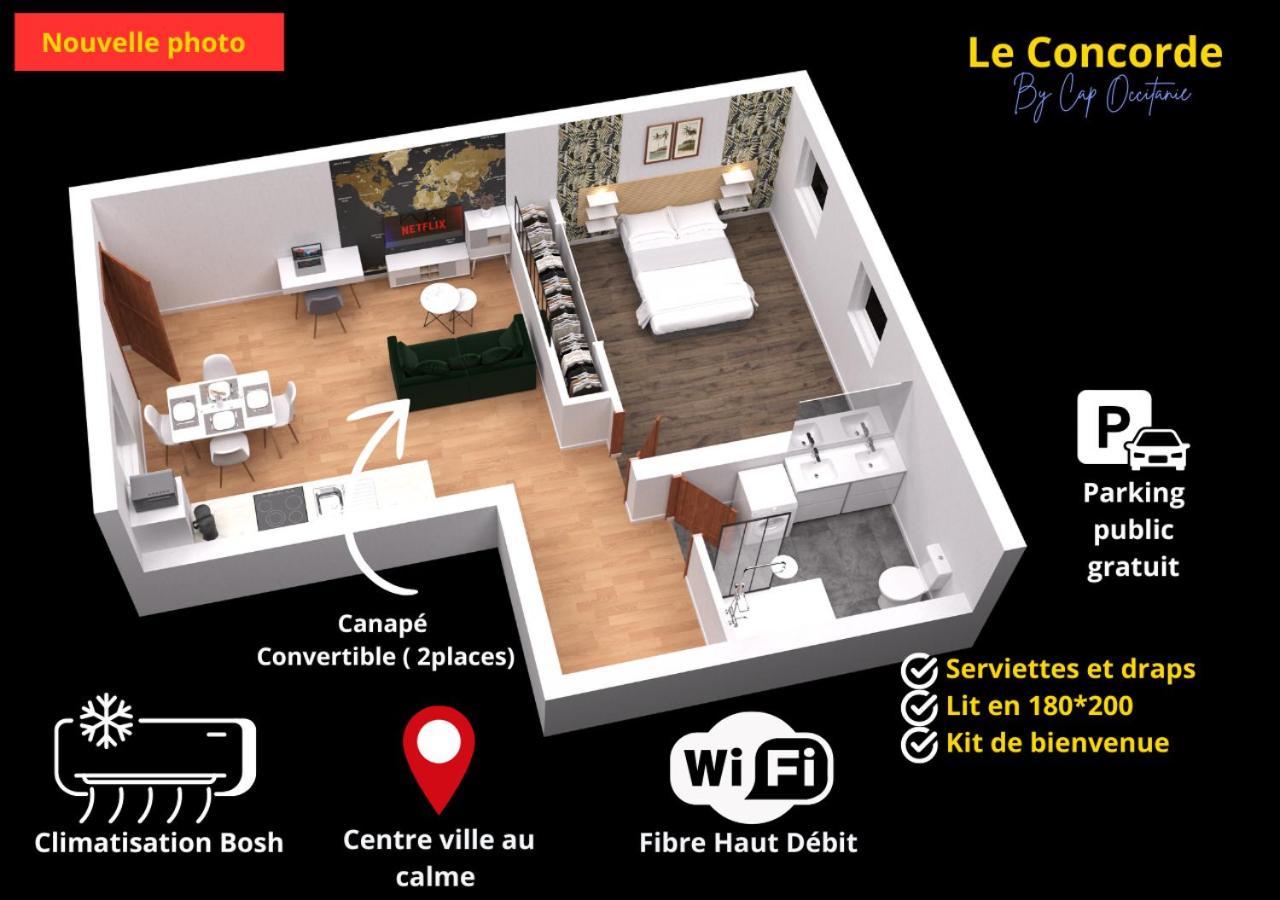 Apartmán Le Concorde-Wifi-Clim-Parking-3Etoiles-Ockeys Bram Exteriér fotografie